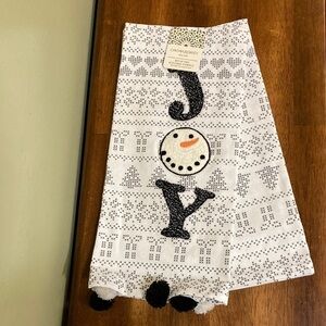 NWT! Cynthia ROWLEY JOY SNOWMAN SET OF 2 KITCHEN TOWELS